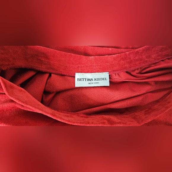 Vintage Bettina Riedel Red Faux Suede Skirt Size M - Picture 5 of 9